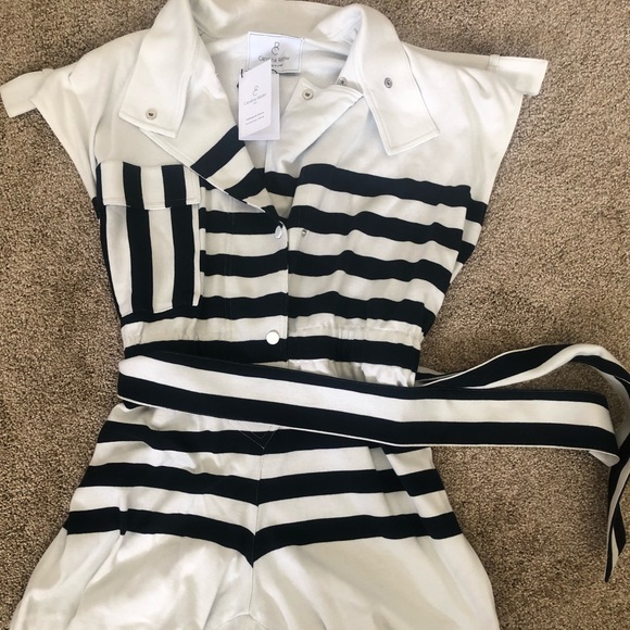 COPY - Navy/White French Striped Belted Romper 🇫🇷 - Picture 2 of 8